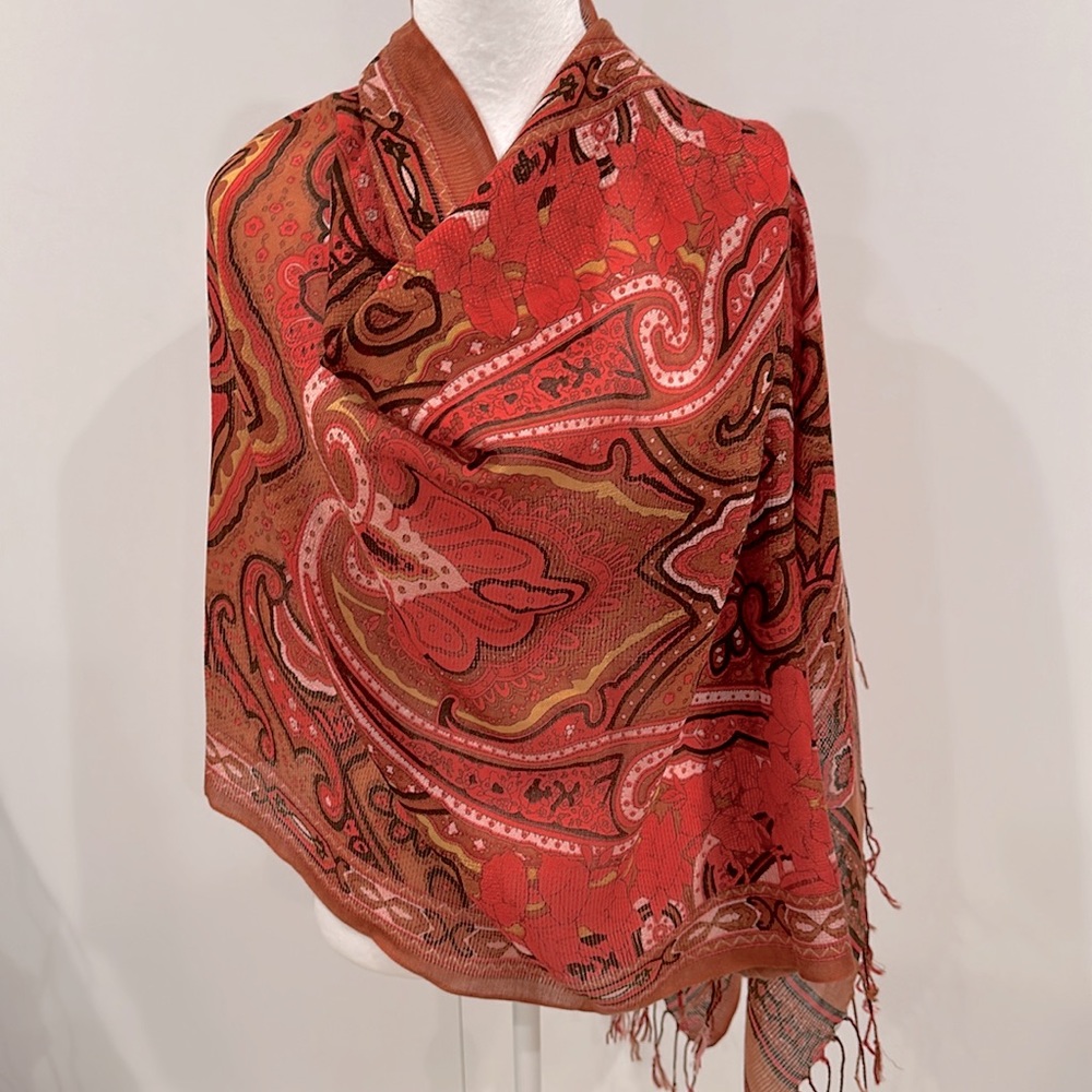 VTG burnt orange paisley scarf